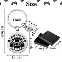 JAPBOR 2pcs New Dad to Be Gifts Keychain, Men First Time Soon to be Dad Gift Ideas, Leveled Up to Daddy Key Chains Hanging Pendant with Baby Footprint Charm for New Father Pregnancy Announcement