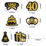 JAPBOR 6PCS Happy 40th Birthday Yard Sign, Black Gold Shiny 40th Lawn Signs with Stakes, Cheers to 40 Years Old Bday Outdoor Lawn Decorations, Women Men 1982 Party Yard Anniversary Decor Supplies