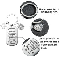 JAPBOR 16th Happy Birthday Keychain Ring for High School Teenager, Behind You All Memories Double-Sided Engraving Stainless Steel Key Ring for Classmate, Good Wishes Inspirational Gift for Boys Girls