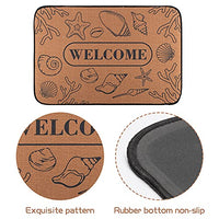 JAPBOR Welcome doormat-16 Non-Slip Indoor Outdoor Rubber Backing Front Door Mat, Ocean Themed Brown Durable Washable Entrance Door Rug Shoes Scraper, Absorb Mud Dirt & Snow Trapper Mats