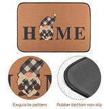 JAPBOR Gnome Black and White Checked Heart Shaped Pattern Sweet Home Doormat, Non-Slip Indoor Outdoor Rubber Backing Front Door Mat, Brown Entrance Porch Kitchen Door Rug 14.922.8 Inch