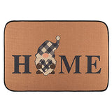 JAPBOR Gnome Black and White Checked Heart Shaped Pattern Sweet Home Doormat, Non-Slip Indoor Outdoor Rubber Backing Front Door Mat, Brown Entrance Porch Kitchen Door Rug 14.922.8 Inch