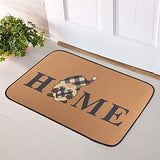 JAPBOR Gnome Black and White Checked Heart Shaped Pattern Sweet Home Doormat, Non-Slip Indoor Outdoor Rubber Backing Front Door Mat, Brown Entrance Porch Kitchen Door Rug 14.922.8 Inch