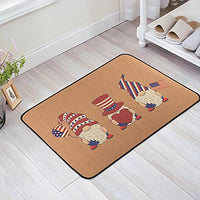 JAPBOR July 4th Welcome Mats, Independence Day Home Decor Patriotic American Flag Stars and Stripes Gnome Patterns Floor Rugs, Non-Slip Indoor Outdoor Heavy Duty Rubber Backing Entrance Front Door Mat