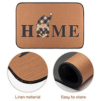 JAPBOR Gnome Black and White Checked Heart Shaped Pattern Sweet Home Doormat, Non-Slip Indoor Outdoor Rubber Backing Front Door Mat, Brown Entrance Porch Kitchen Door Rug 14.922.8 Inch