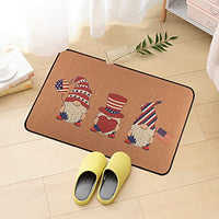 JAPBOR July 4th Welcome Mats, Independence Day Home Decor Patriotic American Flag Stars and Stripes Gnome Patterns Floor Rugs, Non-Slip Indoor Outdoor Heavy Duty Rubber Backing Entrance Front Door Mat