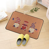 JAPBOR July 4th Welcome Mats, Independence Day Home Decor Patriotic American Flag Stars and Stripes Gnome Patterns Floor Rugs, Non-Slip Indoor Outdoor Heavy Duty Rubber Backing Entrance Front Door Mat