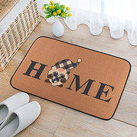 JAPBOR Gnome Black and White Checked Heart Shaped Pattern Sweet Home Doormat, Non-Slip Indoor Outdoor Rubber Backing Front Door Mat, Brown Entrance Porch Kitchen Door Rug 14.922.8 Inch