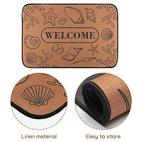 JAPBOR Welcome doormat-16 Non-Slip Indoor Outdoor Rubber Backing Front Door Mat, Ocean Themed Brown Durable Washable Entrance Door Rug Shoes Scraper, Absorb Mud Dirt & Snow Trapper Mats