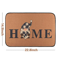 JAPBOR Gnome Black and White Checked Heart Shaped Pattern Sweet Home Doormat, Non-Slip Indoor Outdoor Rubber Backing Front Door Mat, Brown Entrance Porch Kitchen Door Rug 14.922.8 Inch