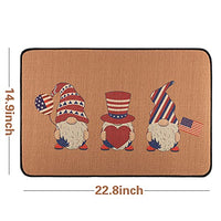 JAPBOR July 4th Welcome Mats, Independence Day Home Decor Patriotic American Flag Stars and Stripes Gnome Patterns Floor Rugs, Non-Slip Indoor Outdoor Heavy Duty Rubber Backing Entrance Front Door Mat