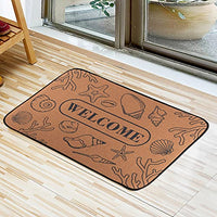 JAPBOR Welcome doormat-16 Non-Slip Indoor Outdoor Rubber Backing Front Door Mat, Ocean Themed Brown Durable Washable Entrance Door Rug Shoes Scraper, Absorb Mud Dirt & Snow Trapper Mats