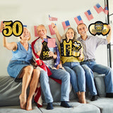 JAPBOR 6PCS Happy 50th Birthday Yard Sign, Black Gold Shiny 50th Lawn Signs with Stakes, Cheers to 50 Years Old Bday Outdoor Lawn Decorations, Women Men 1972 Party Yard Anniversary Decor Supplies