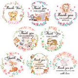 JAPBOR 240PCS Floral Safari Baby Shower Thank You Stickers, Jungle Woodland Wild Animals Thank You for Coming Sticker Labels, Birthday Party Favor Envelope Seals & Goodie Bag Label Decorations (2 Inch)